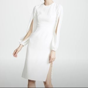 Jill Stuart White Slit Midi Dress Open sleeves Size 0 NWT